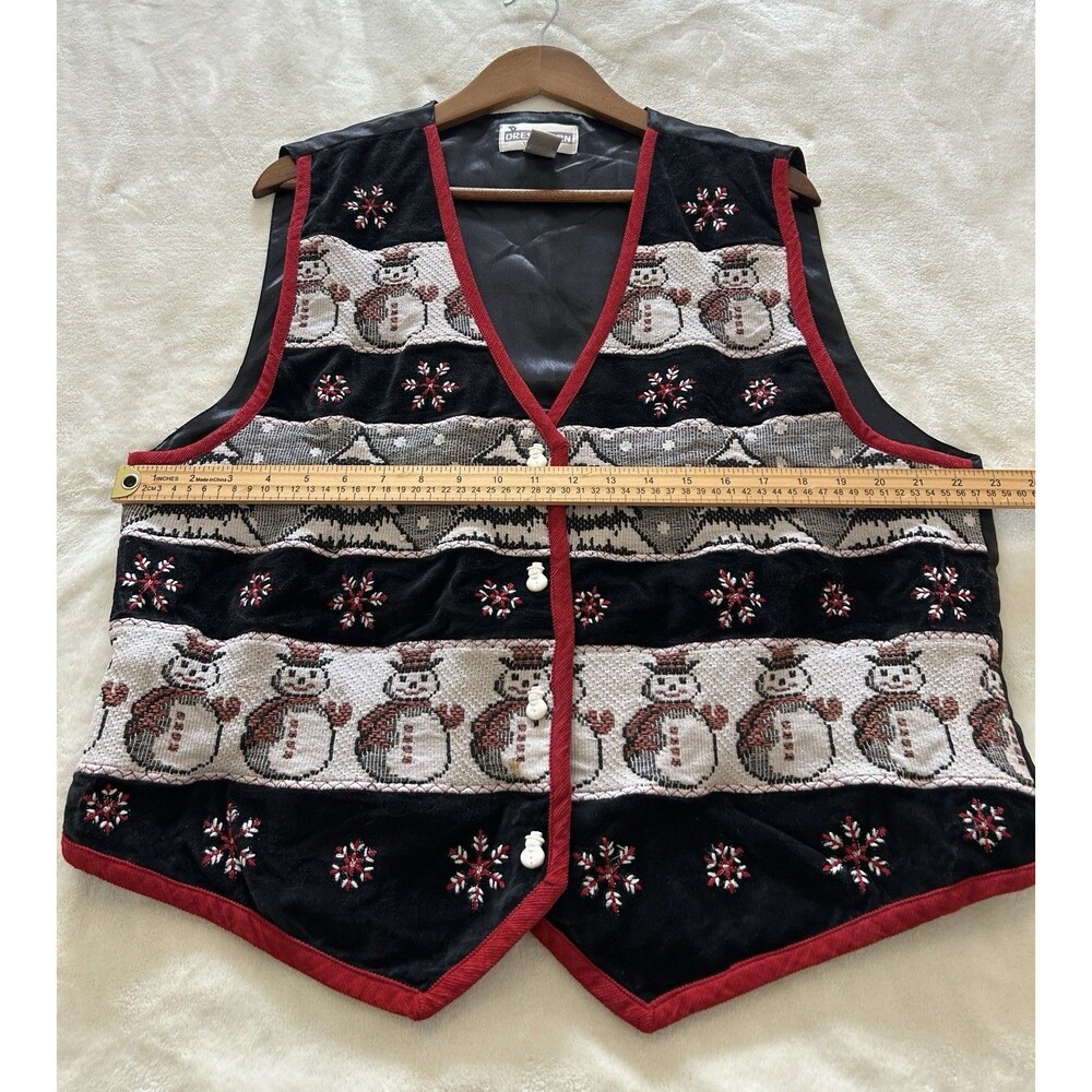 Dress Barn Woman Vest 2X Snowman Button Christmas Tree Snowflake Novelty Vintage - Picture 6 of 9